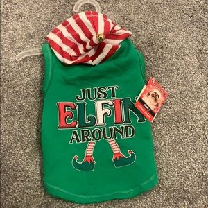 NWT just elfin around dog shirt with hood small